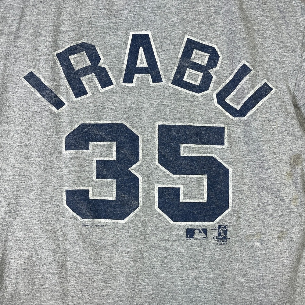VINTAGE Hideki Irabu New York Yankees Shirt Mens Medium Gray MLB Baseball 90s - Picture 12 of 14